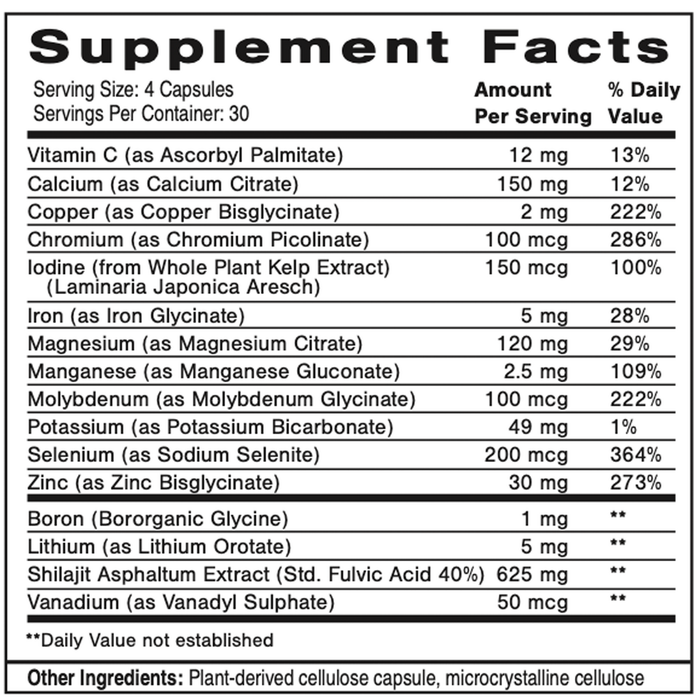 Catalyzed Mineral Complex with Shilajit and Laminaria by Quicksilver