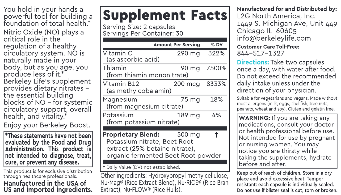 Berkeley Life Nitric Oxide