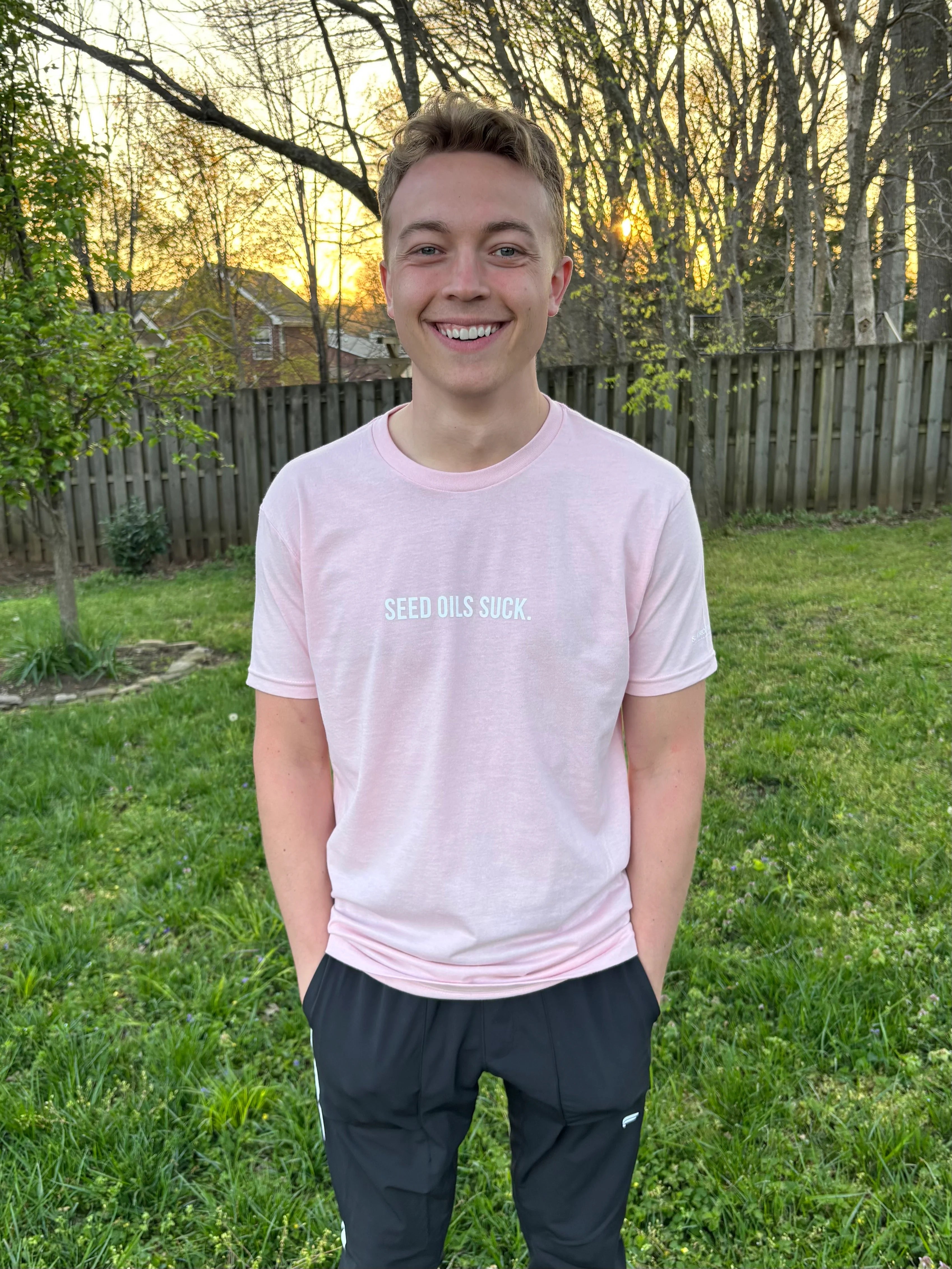 Seed Oils Suck T shirt-Pink